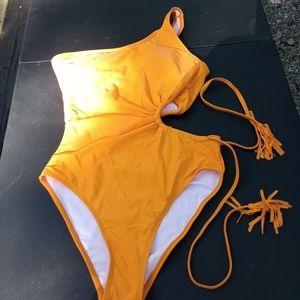 Orange one piece bathing suit
